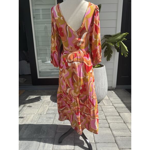 Billabong Pretty groovy maxi boho Dress Flowing Floral Retro Beach Small - Picture 5 of 6